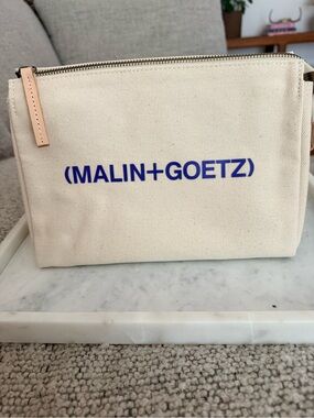 MALIN+GOETZ Natural Canvas Cosmetic Pouch with Blue Logo